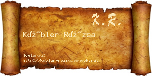 Kübler Rózsa névjegykártya